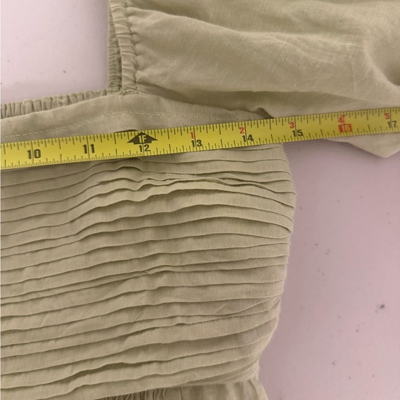 Abercrombie & Fitch Sage Green Puff Sleeve Smocked Mini Dress XS - Picture 8 of 9
